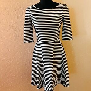Pixley Black‎ and White Striped Midi Dress